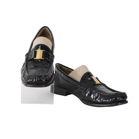 Bally Flats Tempest Sz 6.5 N Black Gold Hardware Leather Upper Inner Flats - Picture 1 of 12